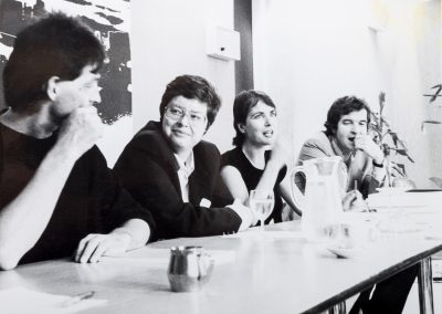 Judith Schuyf met Pieter Koenders (links), Marianne Hoogma en Martin Moerings in 1983