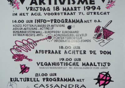 Poster for the themed-day “Gays and activism” in the ACU, 1994